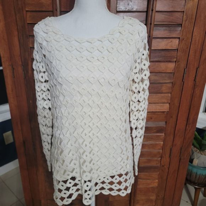 Uniform‎ John Paul Richard  open knit long sleeve sweater ivory Crochet medium